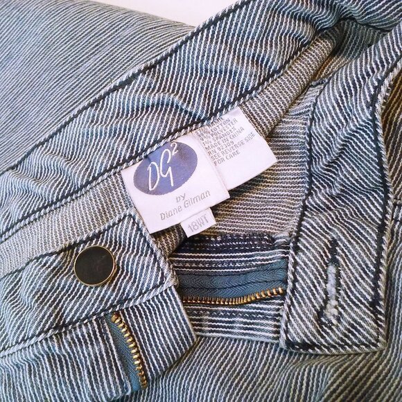 DG2 Diane Gilman Denim Mom Jeans -18WT Hickory Stripe Comfort Cropped Pants Blue - Picture 8 of 15